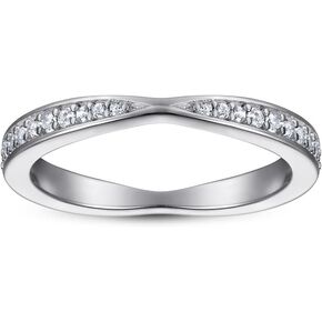 Michooyel Sterling Silver Eternity Band Ring for Women Cross AAA+ Cubic Zirconia Wedding Band X Ring for Women