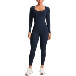 CRZ YOGA Butterluxe Long Sleeve Jumpsuits for Women Scoop Neck Casual Yoga One Piece Jumpsuits 25" Leggings