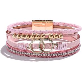 choice of all Leather Wrap Bracelet for Women Men Multilayer Heart Bracelets Rhinestone Cuff Leather Bracelets for Women
