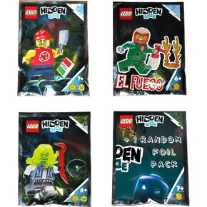 LEGO Hidden Side Minifigure Combo Four Pack - Possessed Pizza Delivery Man, El Fuego, Possessed Biker, and One Random Foil Pack