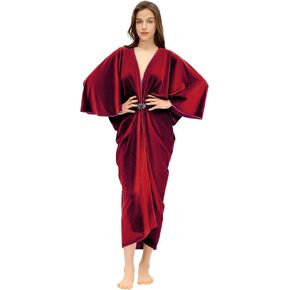 BABEYOND 1920s Velvet Cocoon Gown - Hollywood Style Robe Great Gatsby Party Outfit Women Batwing Sleeves Art Deco Coat Robe