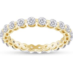 SAVEARTH DIAMONDS 1 1/5 cttw 2.5MM Round Cut Lab Created Moissanite Diamond Eternity Engagement Wedding Band Ring In 10k Solid Gold Jewelry For Women (1.20 Cttw)