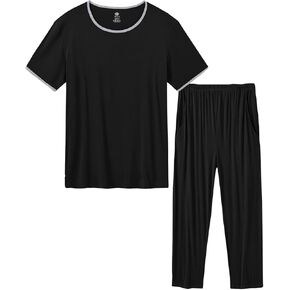 MoFiz Men's Pajamas Set Short Sleeve Bottom PJ's Pants Bedroom Pijama Sleep Night Suit 2 Piece Pjs Set Ultra Soft