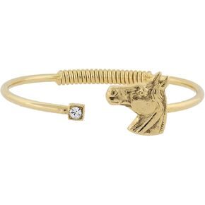 1928 Jewelry Clear Crystal and Horse Head Hinge Bracelet