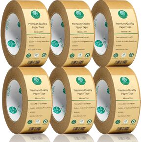 Ultra Strong Kraft Paper Packing Tape, Heavy Duty Brown Packing Tape for Box & Carton Sealing Packaging Shipping Moving & Masking, Eco Friendly Biodegradable Painters Tape, 2 Inch x 55 Yard in Kuwait