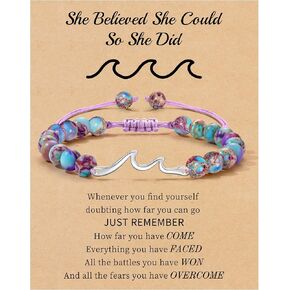 Inspirational Gifts for Women Wave Bracelet Encouragement Gifts Natural Stone Beaded Bracelets Life Is Tough Cheer Up Spiritual Thoughtful Get Weel Gifts Birthday Anniversary Jewelry
