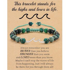 Inspirational Gifts for Women Wave Bracelet Encouragement Gifts Natural Stone Beaded Bracelets Life Is Tough Cheer Up Spiritual Thoughtful Get Weel Gifts Birthday Anniversary Jewelry