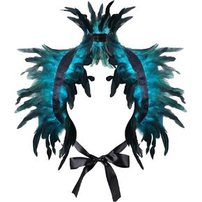 Gothic Natural Feather Shrug Feather Shawl Wrap Cape Victorian Collar for Halloween Cosplay Party Costume Accessories