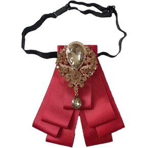 Retro British Rhinestone Pre-tied Adjustable Bow Tie Brooch for Men Necktie Bownot Sparkling Satin Ribbon Bow Tie