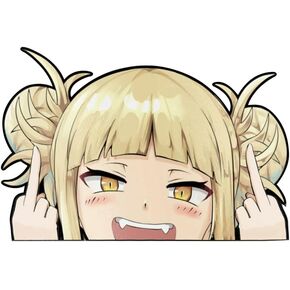 EARLFAMILY 5.1'' Cartoon Car Sticker for Yellow Hair Funny Moves Hero Girl Anime Peeker Hentai Chibi Peek Anime Vinyl Stickers JDM Window Trunk Bumper Decal