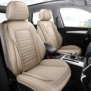 2 Pack Car Bottom Seat Covers, Luxury Leather Front Seat Covers, Breathable and Waterproof Automotive Bottom Seat Covers, Universal Anti-Slip Seat Covers Fit for Most Vehicles (Black, 2 PCS)