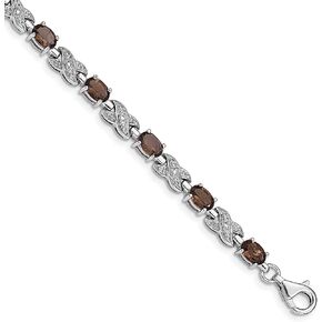 IceCarats 925 Sterling Silver Brown Smoky Quartz Chain Gemstone Tennis Bracelet