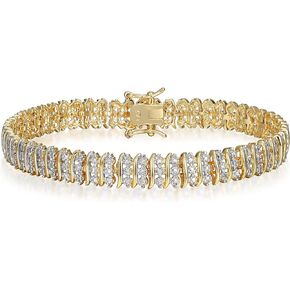Amazon Essentials Diamond Accent Triple Row S-Link Tennis Bracelet, 7.25" (previously Amazon Collection)