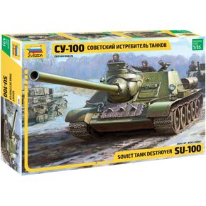 Zvezda 3688 - Soviet Tank Destroyer SU-100 - Unpainted Plastic Model Kit Scale 1/35 289 Details Lenght 11"