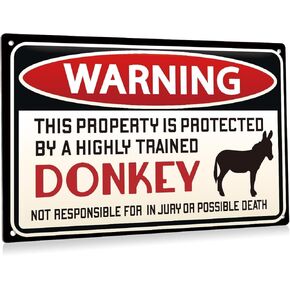 Aluminium plate 763 Warning Signs for Property Warning Metal Aluminium Plate Signs Plaques This Property is Protected By A Highly Trained Donkey Sign Outdoor House Signs for Walled Fence