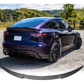 جناح سبويلر خلفي متوافق مع 2020 2021 2022 2023 2024 Tesla Model Y جناح سبويلر خلفي رياضي مضاف إلى طقم الجسم البديل MV Style ABS بلاستيك من ألياف الكربون