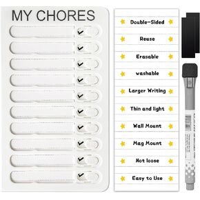 2 pack set dry erase chore chart for kids multiple kids, morning routine habit tracker chore list board，daily schedule reward chart for kids,daily schedule pocket chart behavior chart for kids at home