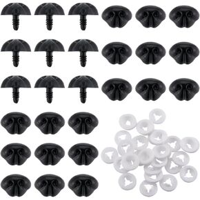 GORGECRAFT 1 Box 30Pcs Large Plastic Doll Noses 23mm Black Safety Noses Stuffed Animals Nose with Washers Crochet Teddy Supplies for Amigurumi Puppy Puppet Plush Accessory Doll Making