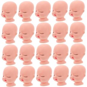 NUOBESTY 20pcs Vinyl Doll Doll Heads for Doll Making Mini Toys Replacing Doll Heads Angel Doll Heads Mini Craft House Doll Heads Bulk Creepy Doll Tiny Heads Mold Mini Newborn