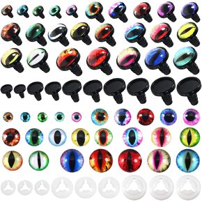 TOAOB 25 Pairs Glass Dragon Safety Eyes 10mm to 22mm Craft Doll Eyes with Washers for for Stuffed Animals Amigurumis Crochet Bears Dolls Making