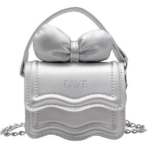 Kids Girls Mini Cute Bow Purse Handbag PU Leather Crossbody Shoulder Chain Bag Small Tote Handbag Wallet Pouch