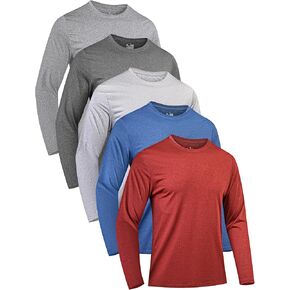TELALEO 5 Pack Long Sleeve Shirts for Men Quick Dry Moisture Wicking Sun Protection Tee Shirts Workout T Shirts Casual
