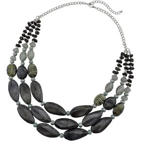 Bocar 3 Layer Beads Statement 24.5" Necklace for Women Multi Strand Jewelry Gift