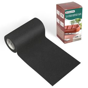 GEYYANG Leather Repair Kit for Furniture, 4 x 63 Inches self Adhesive Leather Repair Tape for Damaged Leather Furniture, Sofa Seating, Leather Goods(Black - Litchi Grain)