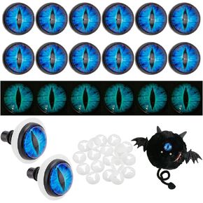 PH PandaHall 20 PCS Luminous Safety Craft Eye, 16mm Glow in The Dark Dragon Eye Cabochons Craft Crochet Eyes with Spacer for Crochet Stuffed Animal Teddy Bear Halloween Decor Making