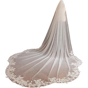 Petal Shape Wedding Bridal Veil With Metal Comb White Ivory