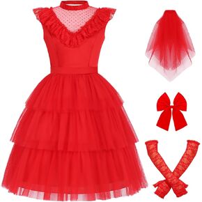 Women Lydia Costume Adult Beetle Bride Red Wedding Dress Halloween Costumes Deetz Gothic Cosplay Outfit with Headdress