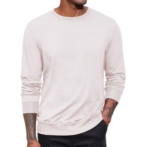Lexiart Men's Crewneck Sweatshirts Long Sleeve Casual Pullover Basic Solid Lightweight Warm Shirt