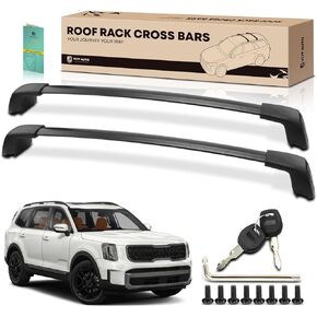 YHTAUTO 165 LBS Roof Rack Cross Bars w/Hardware Compatible with Kia Telluride Sport Utility 2020-2023, T6063 Aluminum Crossbars Anti-Rust with Black Matte Surface for Skiboard Kayak Snowboard Bike