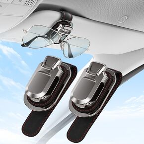 vinlley Zinc Alloy Sunglasses Holder for Car Sun Visor, Universal Snap-On Clip for All Vehicle Visors, Durable and Easy to Install,2 Pack Black
