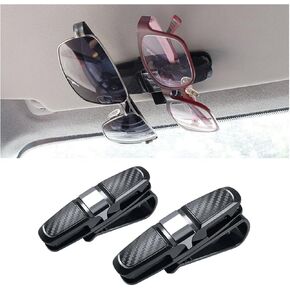 2PCS Glasses Holders for Car Sun Visor, Glasses Clip Organizer, Sunglasses Eyeglasses Mount with Ticket Card, Car Sun Visor Double-Ends Clip, 180 Degree Rotational Car Glasses Holder