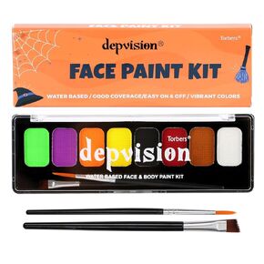 Depvision 8 Colors Halloween Face Paint Kit,Non Toxic Water Based Face Painting Palette for Halloween Party