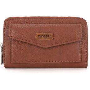Montana West Wrangler Women's Wallets Bifold Wristlet Black Wallet Women Large Capacity Rfid Blocking Ladies Wallet Creadit Card Wallet for Female with Smooth Metal Zipper
