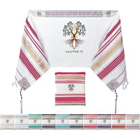 Holy Land Market Grafted IN - Messianic Christian Prayer Shawl/Tallit Prayer Shawl - Creation and Restoration Talit