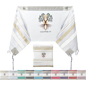 Holy Land Market Grafted IN - Messianic Christian Prayer Shawl/Tallit Prayer Shawl - Creation and Restoration Talit