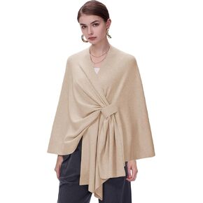 FUGREEN Shawl Wraps for Women Large Warm Cross Front Poncho Sweater Elegant Wedding Travel Shawls Cape for Fall Winter Spring