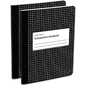 Manaloom Graph Ruled Composition Notebook, Quad Ruled Notebook, Graph Paper Comp Note books for School and College Math Students, Grid Notebooks | 9.75″ x 7.50″ | 100 Sheets - (2 Pack)