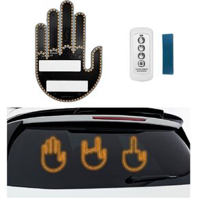 Hand Gesture Light for Car, Middle Finger LED Back Window Road Rage Sign, Hand Gesture Car Window Lights with Remote Control, Funny Gadgets Car Accessories for Men Women (Female)