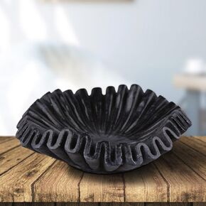 Black Marble Ruffle Bowl 6 Inches/Antique Marble Scallop Bowl/Small Jewellery Bowl/Catchall Bowl Vintage Ring Dish/Decorative Flower Bowl/HouseWarming Gift/Wedding Gifts/Urli