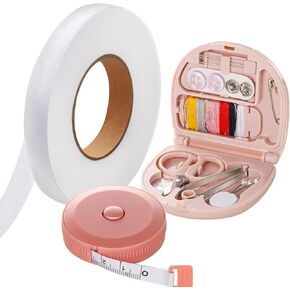 Teenitor Sewing Supplies with Mini Sewing Kit, Soft Tape Measuring, Iron On Hemming Tape for Pants and Clothes, Travel Sewing Kit for Beginners