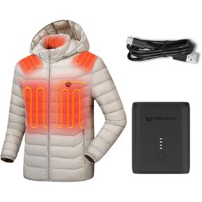 Venustas Unisex Heated Jacket (Grey, X-Large), and an Extra Ultra-Compact 4800mAh Battery Pack