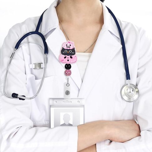 AFRITEE Autumn Badge Reel Retractable - Cute Orange Pumpkin Car Nurse ID Badge Reel with Alligator Clip, Funny Acrylic Retractable Badge Holder for Halloween Hospital Student Medical Assistant Gifts in Kuwait