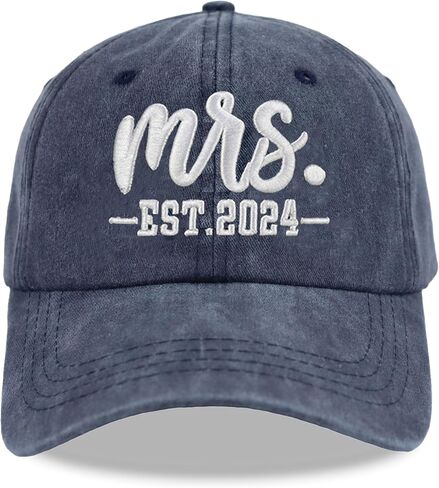 قبعات Mrs Mr EST 2024 للنساء والرجال، قبعة بيسبول مطرزة ثلاثية الأبعاد من القطن المغسول قابلة للتعديل in Kuwait