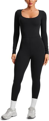 CRZ YOGA Butterluxe Long Sleeve Jumpsuits for Women Scoop Neck Casual Yoga One Piece Jumpsuits 25" Leggings in Saudi Arabia