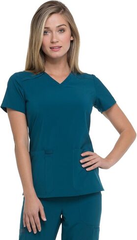 Dickies Scrub Set for Women V-Neck Top DK615 Natural Rise Tapered Leg Pull-On Pant DK005 with 360° Stretch Fabric, Caribbean Blue- M Top/M Pant in Saudi Arabia