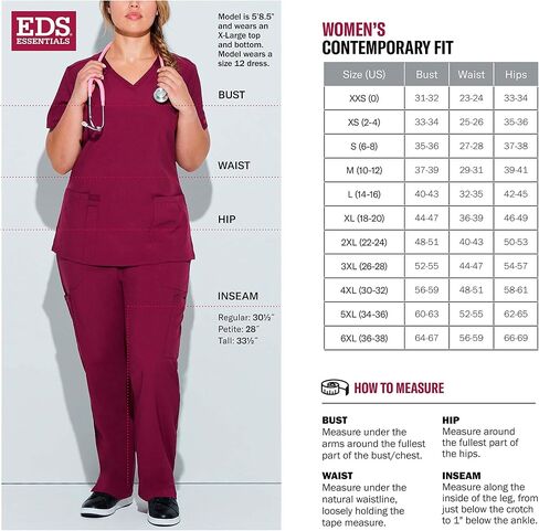 Dickies Scrub Set for Women V-Neck Top DK615 Natural Rise Tapered Leg Pull-On Pant DK005 with 360° Stretch Fabric, Hunter Green- XL Top/XL Pant in Saudi Arabia